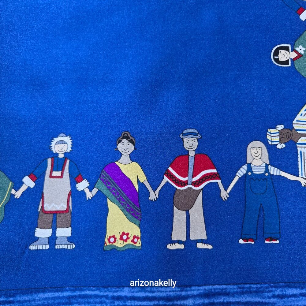 Unicef Silk Scarf World Peace Multicultural Holding Hands - Picture 2 of 11